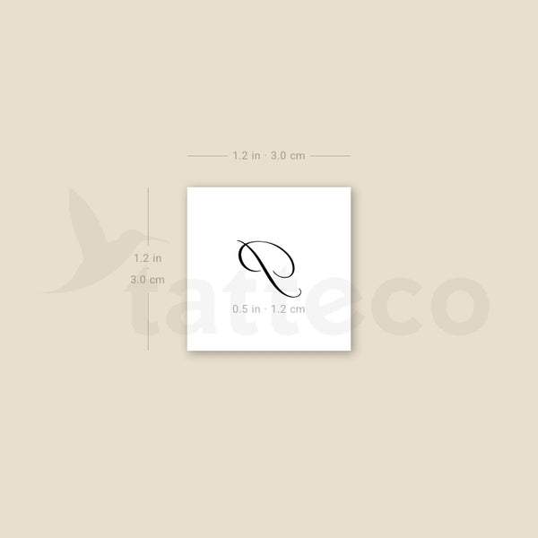 Letter P Script Temporary Tattoo - Set of 3