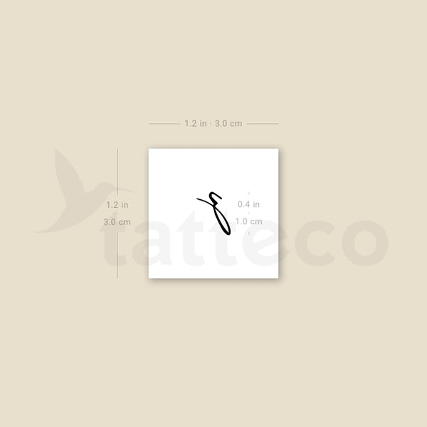 Handwritten Script Lowercase Z Letter Temporary Tattoo - Set of 3