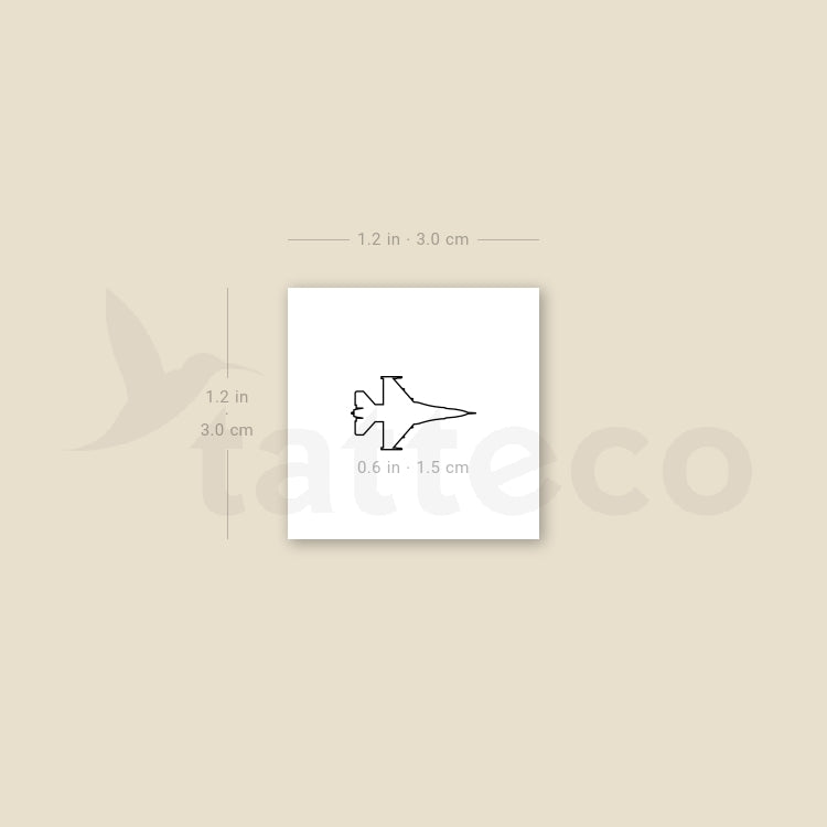 Tatuaje temporal de contorno de avión de combate (juego de 3)