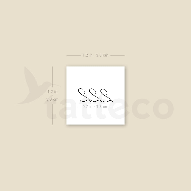 222 Temporary Tattoo by M3.Ink - Set of 3