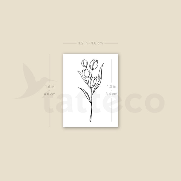 Tulip Bouquet Temporary Tattoo - Set of 3