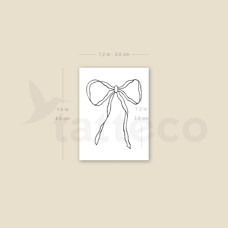Fine Line Ribbon Bow Temporary Tattoo - Set of 3