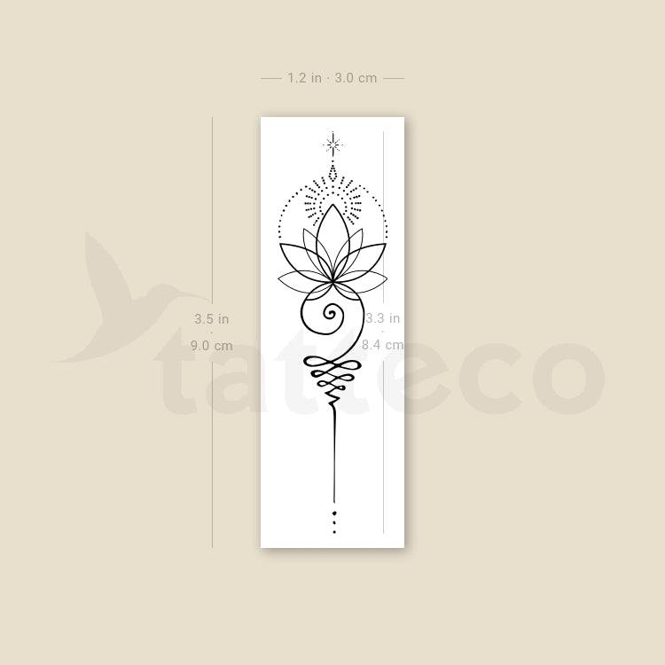Enlightened Unalome Lotus Temporary Tattoo - Set of 3