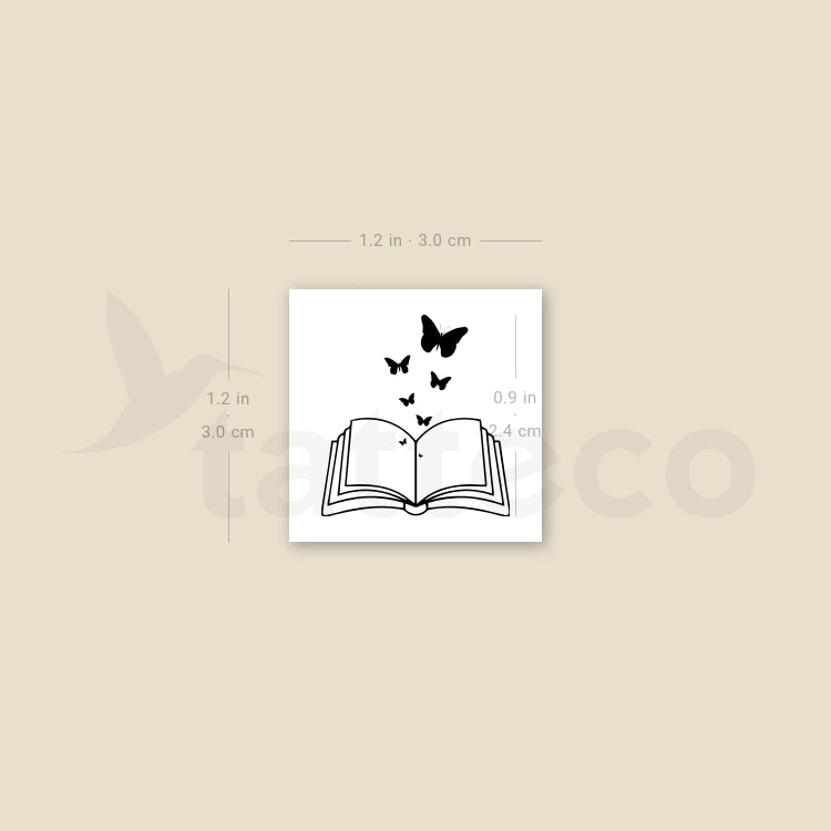 Tatuaje temporal de libro de mariposas pequeñas (juego de 3)