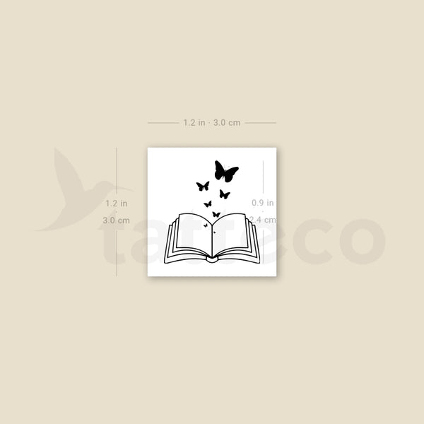 Small Butterfly Book Temporary Tattoo - Set of 3