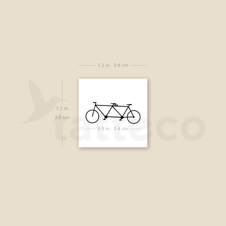 Tandem Bike Temporary Tattoo - Set of 3