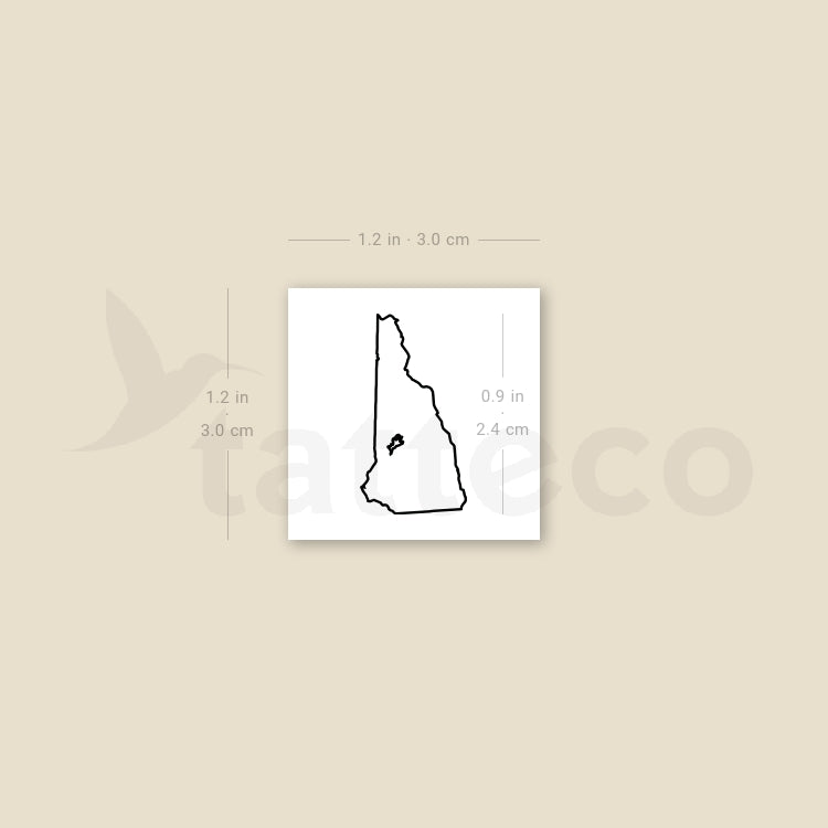 New Hampshire Map Outline Temporary Tattoo - Set of 3