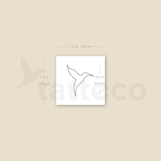 Tatuaje temporal de colibrí de línea fina pequeña (juego de 3)