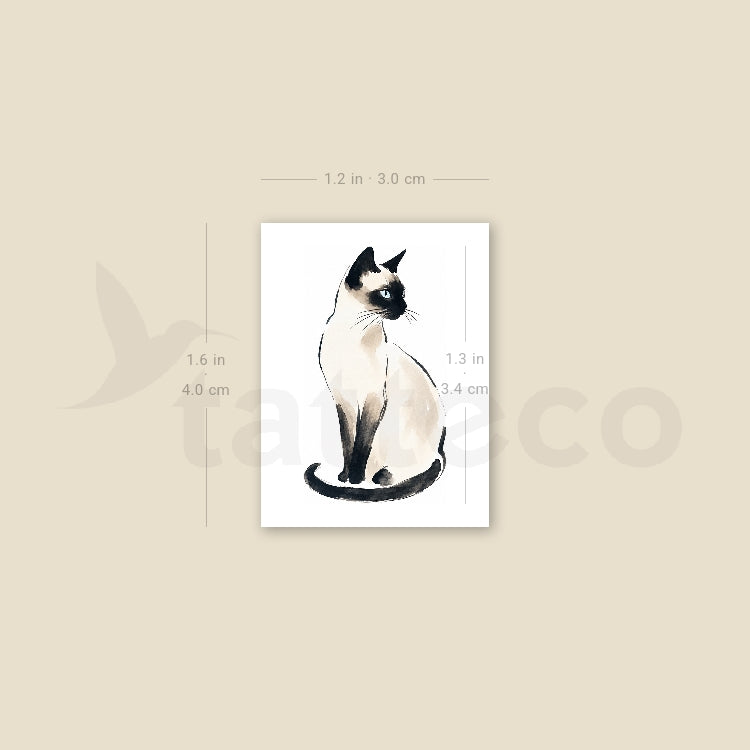 Watercolor Siamese Temporary Tattoo - Set of 3
