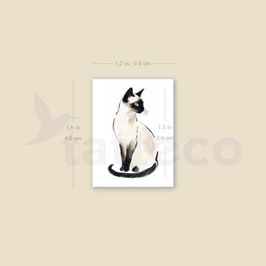 Watercolor Siamese Temporary Tattoo - Set of 3