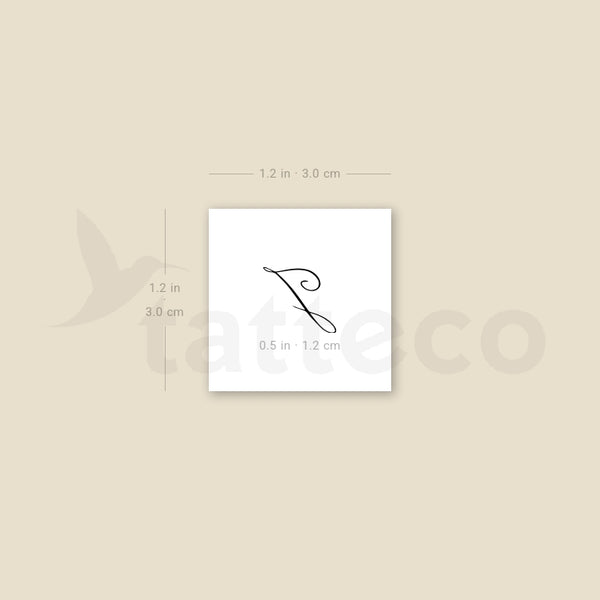 Letter J Script Temporary Tattoo - Set of 3