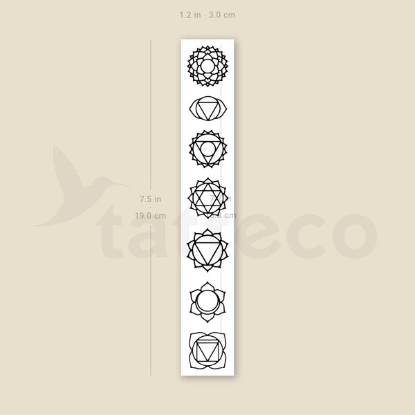 Chakras Temporary Tattoo - Set of 3