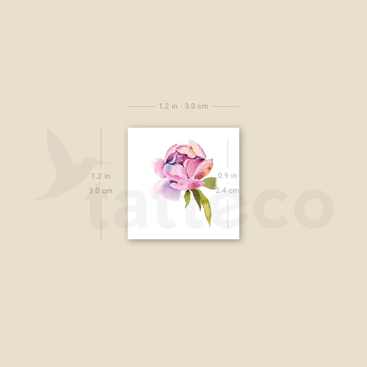 Small Pink Peony By Ann Lilya Temporary Tattoo - Set of 3