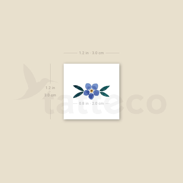 Watercolor Forget-me-not Flower Temporary Tattoo - Set of 3