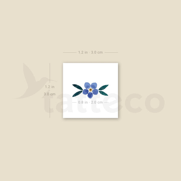 Watercolor Forget-me-not Flower Temporary Tattoo - Set of 3