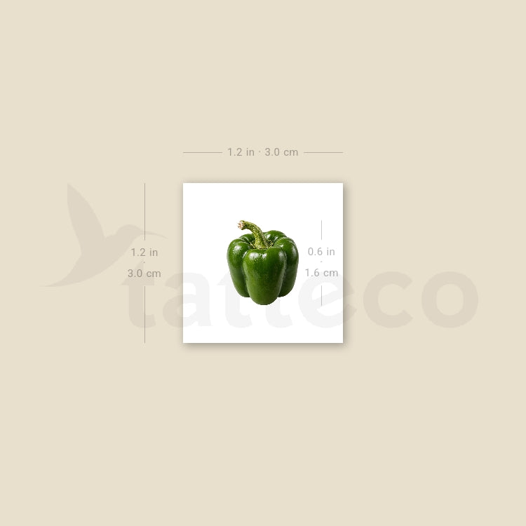 Green Bell Pepper Temporary Tattoo - Set of 3