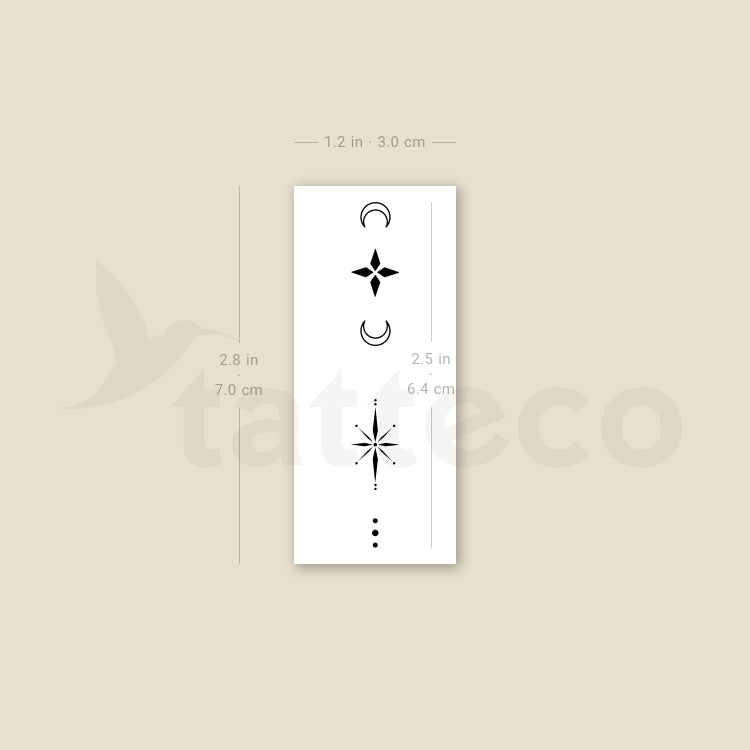 Tatuaje temporal "Composición de dedos 5" - Juego de 3