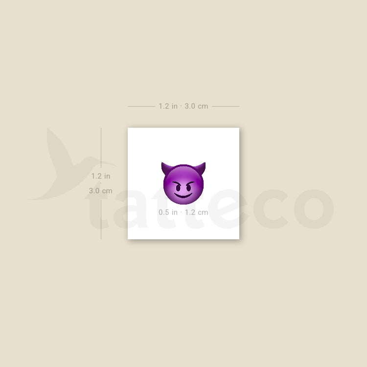 Smiling Face With Horns Temporary Tattoo - Set of 3