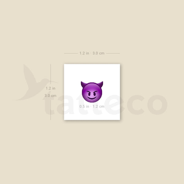 Smiling Face With Horns Temporary Tattoo - Set of 3