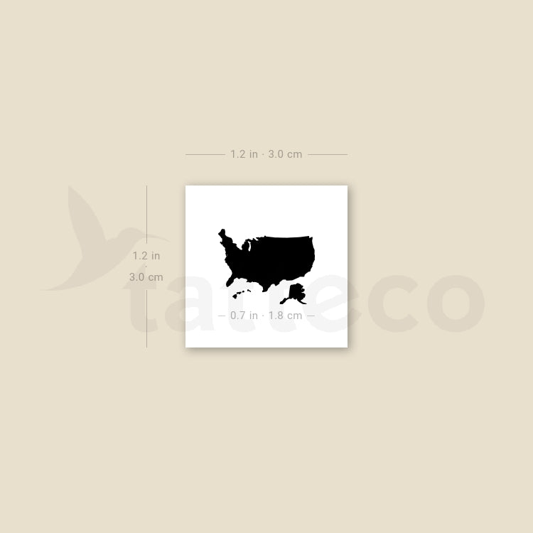 Tatuaje temporal pequeño de mapa de Estados Unidos (juego de 3)