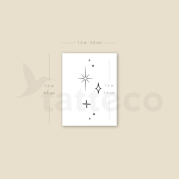 Stars Sparkles Temporary Tattoo - Set of 3