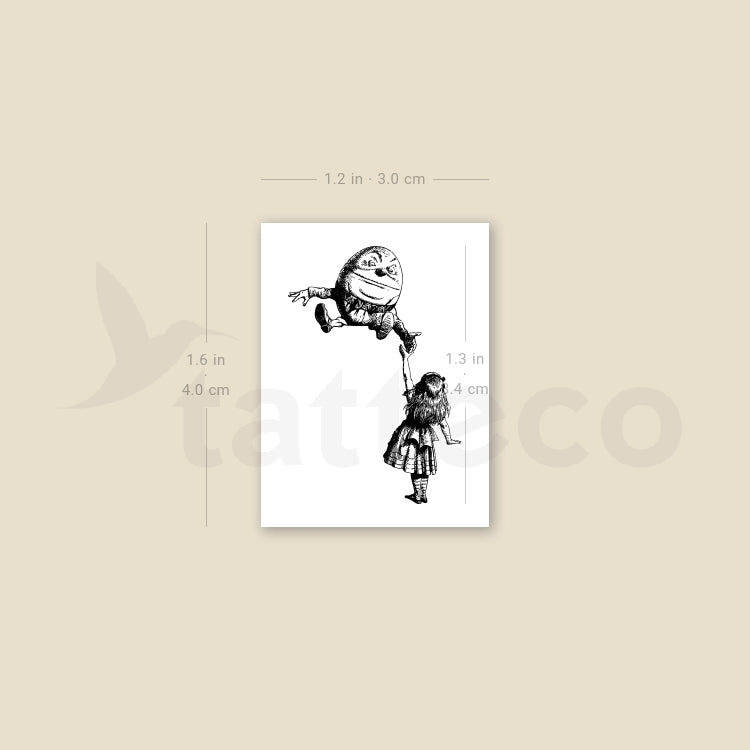 Humpty Dumpty And Alice Temporary Tattoo - Set of 3