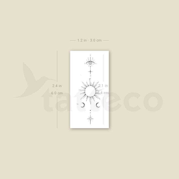 Eye And Sun By Stefano Mazza Temporary Tattoo - Set of 3