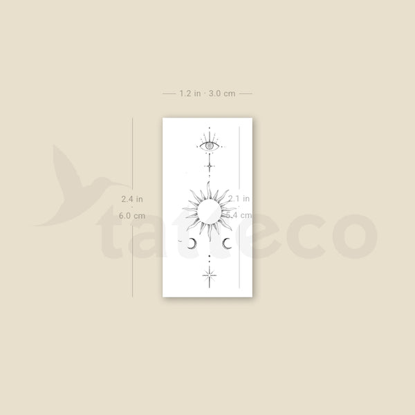 Eye And Sun By Stefano Mazza Temporary Tattoo - Set of 3