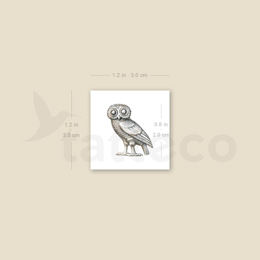 Owl Of Athena Temporary Tattoo - Set of 3