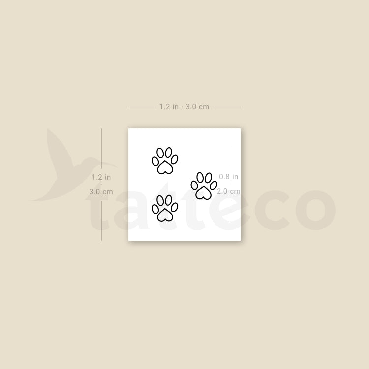 Love Paws Temporary Tattoo - Set of 3