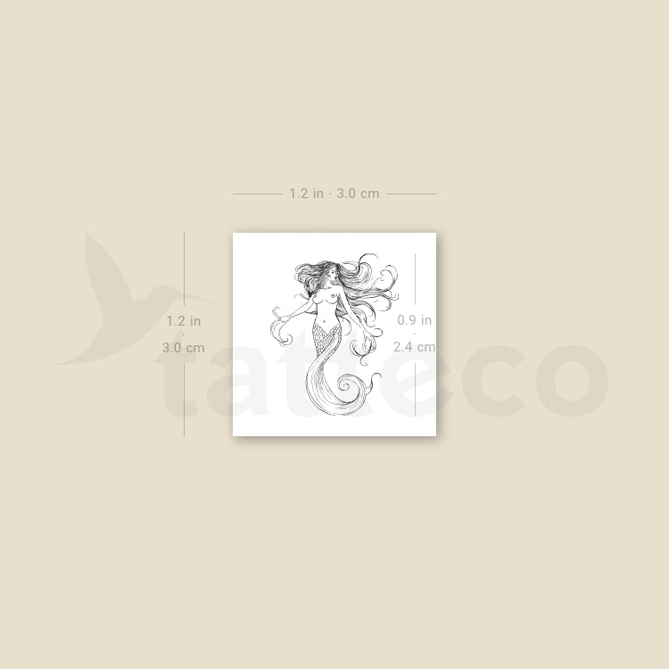 Small Mermaid Temporary Tattoo - Set of 3