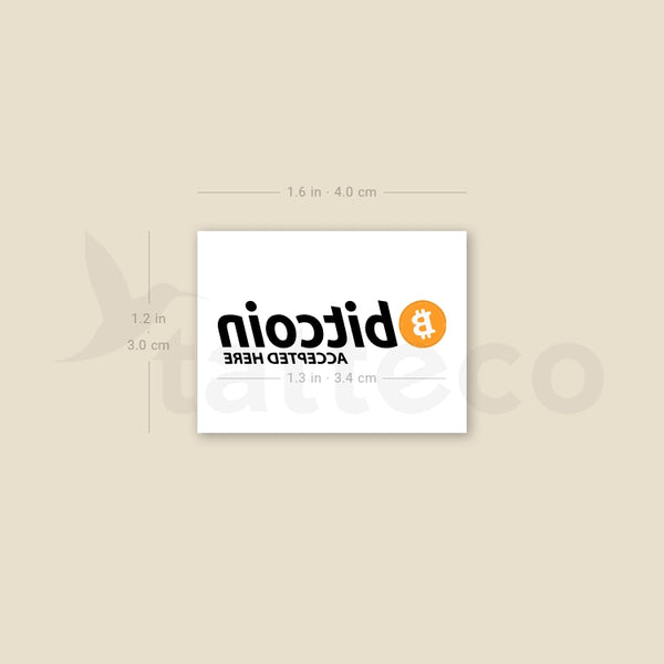 Bitcoin Accepted Here Temporary Tattoo - Set of 3