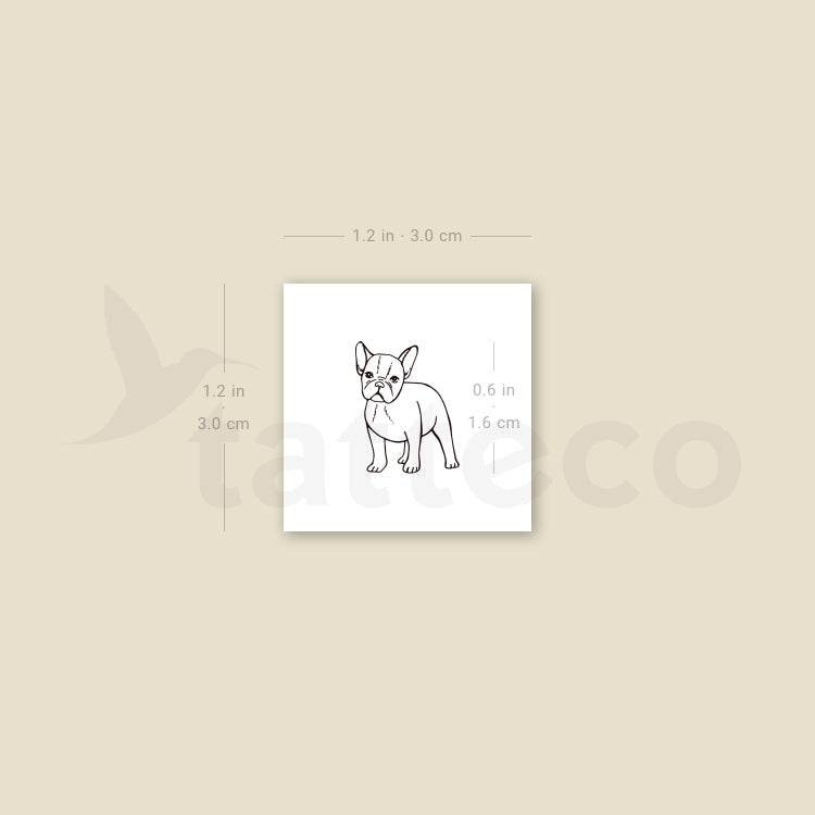 Tiny French Bulldog Temporary Tattoo - Set of 3