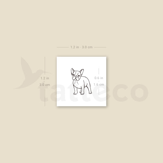 Tiny French Bulldog Temporary Tattoo - Set of 3
