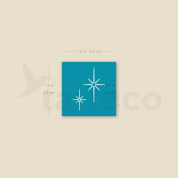 White Shinning Stars Temporary Tattoo - Set of 3