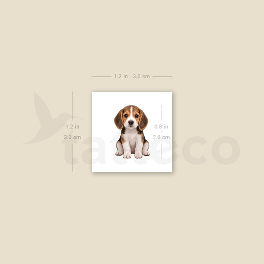 Seated Beagle Puppy Temporary Tattoo - Set of 3