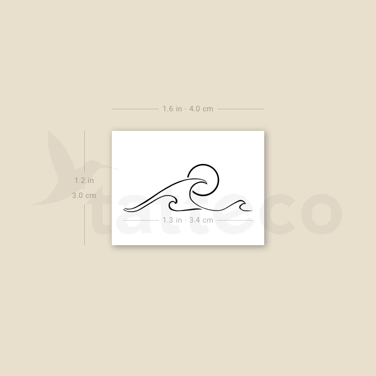 Triple Wave Sun Temporary Tattoo - Set of 3