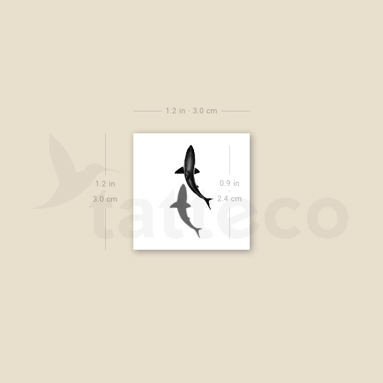 Little Shark And Shadow Temporary Tattoo - Set of 3