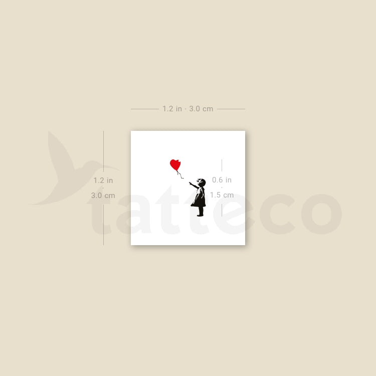 Tiny Balloon Girl Temporary Tattoo - Set of 3