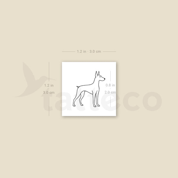 Fine Line Doberman Temporary Tattoo - Set of 3