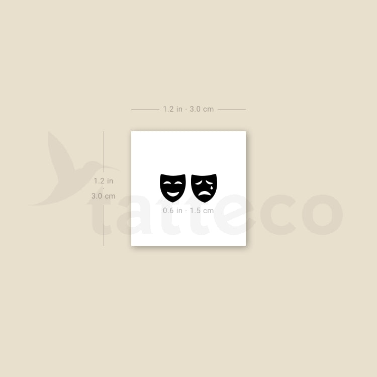 Drama Masks Temporary Tattoo - Set of 3