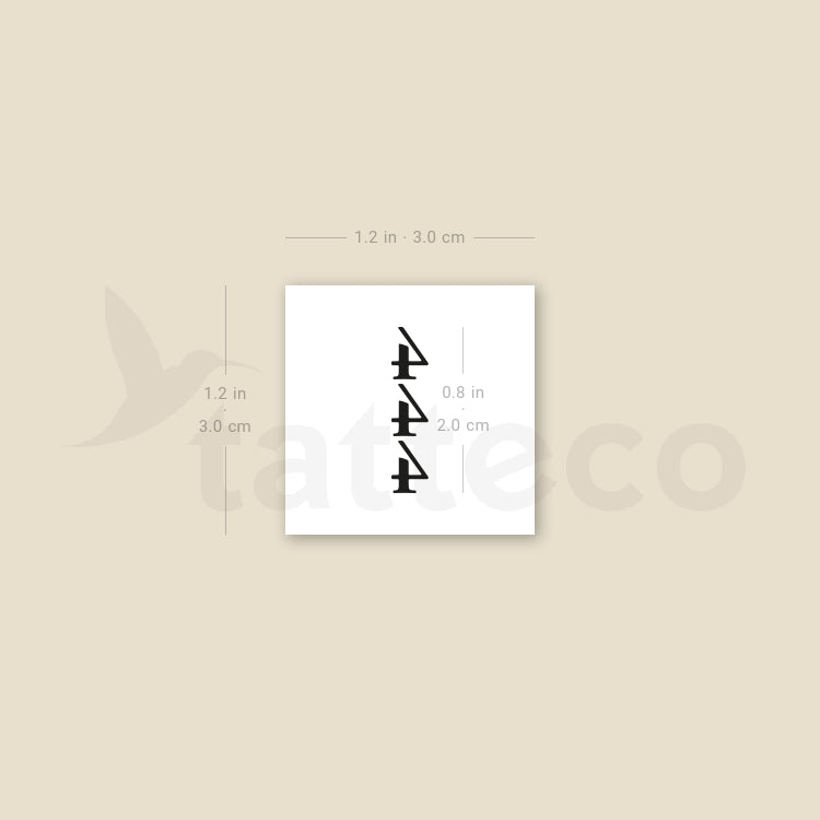 Vertical 444 Temporary Tattoo - Set of 3