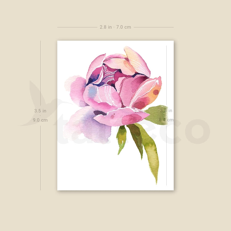 Tatuaje temporal de peonía rosa claro de Ann Lilya (juego de 3)