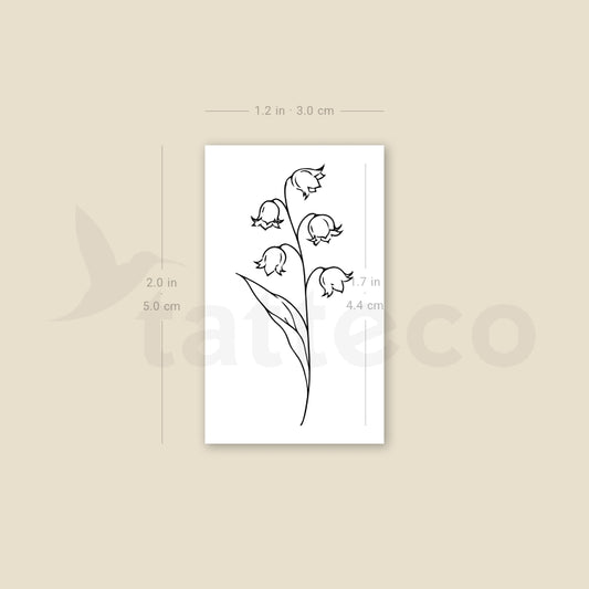 Fine Line Lily Of The Valley Temporary Tattoo - Set of 3