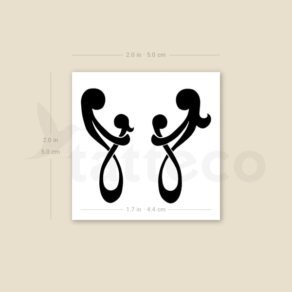 Small Parents And Children Symbol Temporary Tattoo - Set of 3