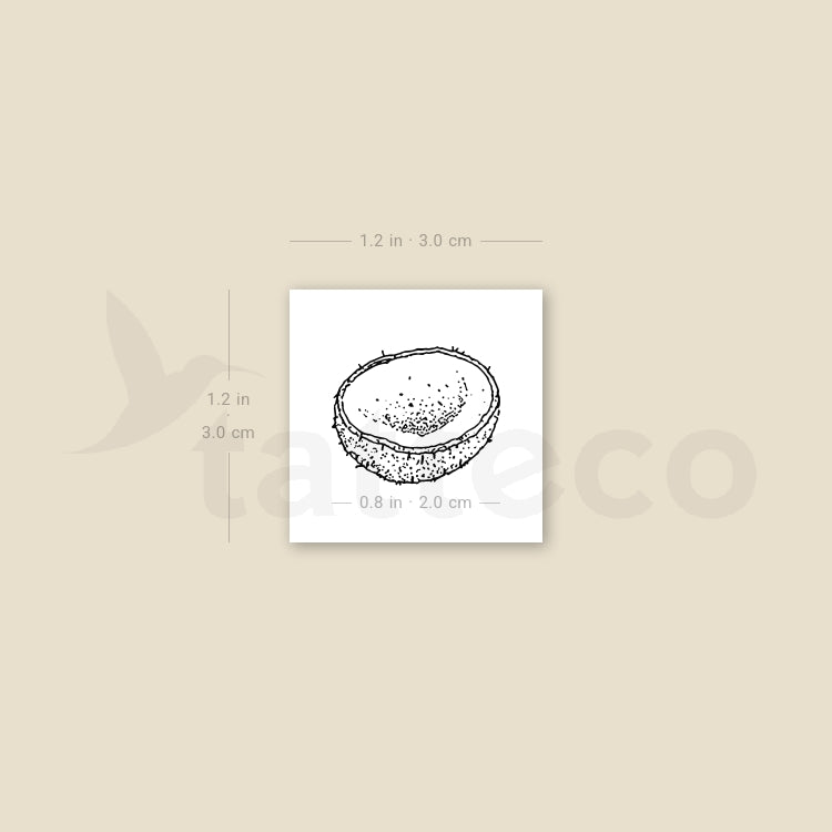 Half Coconut Temporary Tattoo - Set of 3