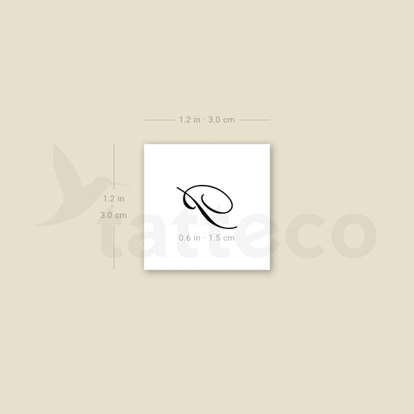 Cursive P Script Temporary Tattoo - Set of 3