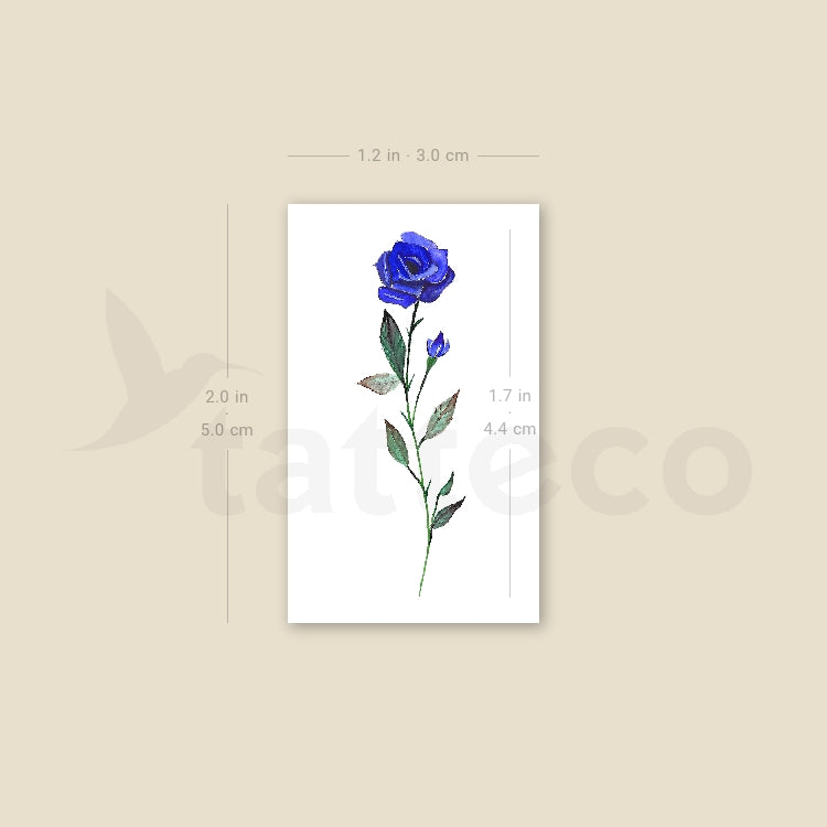 Tatuaje temporal "Rosa Azul" de Lena Fedchenko - Juego de 3