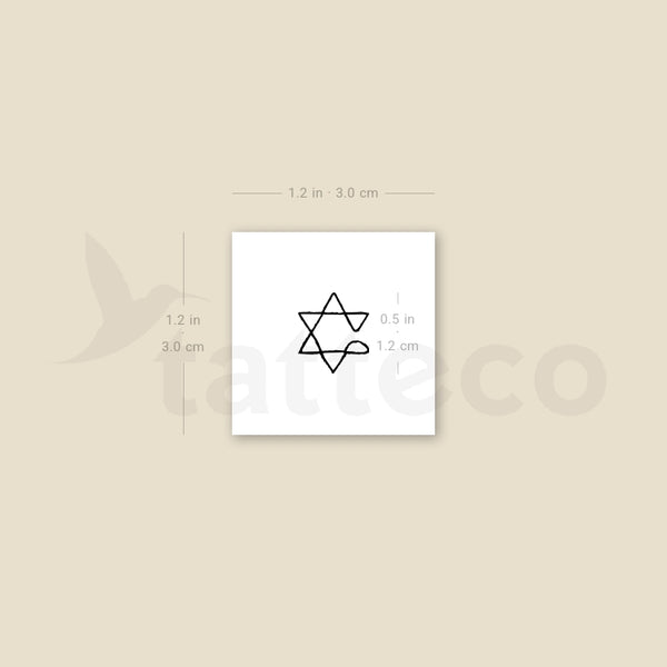 One Line Star Of David Temporary Tattoo - Set of 3