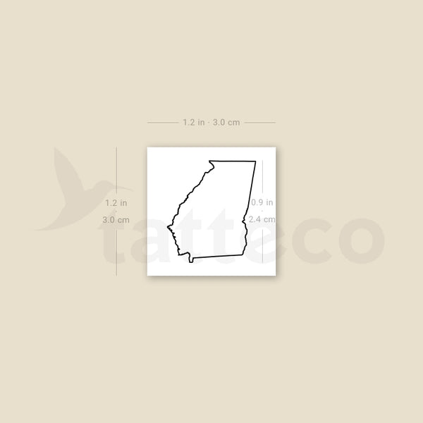 Georgia Map Outline Temporary Tattoo - Set of 3